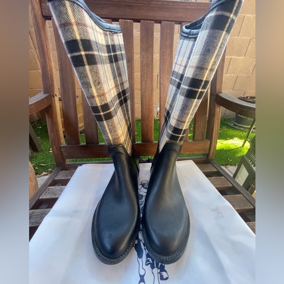 RL US Polo Association 2 Lillian Tall Rain Boots Plaid Upper Leg Print 8M - Picture 7 of 16